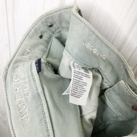 AMERICAN EAGLE Seafoam Destroyed Skinny Jeans - Picture 5 of 7